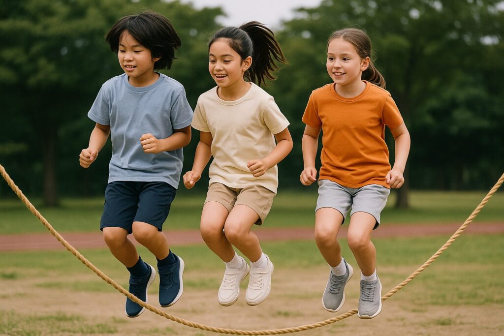 縄跳びをする子供